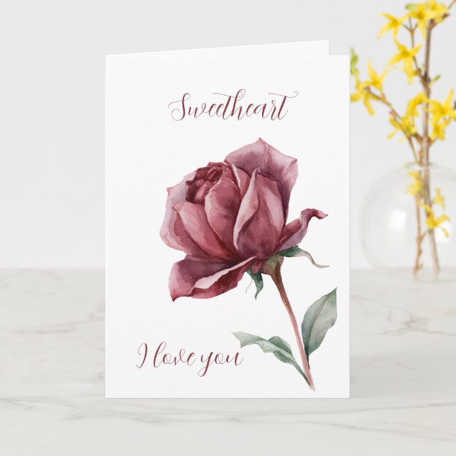 Tarjeta Corazón de Amor Rosa Roja Blanca (flor amarilla)