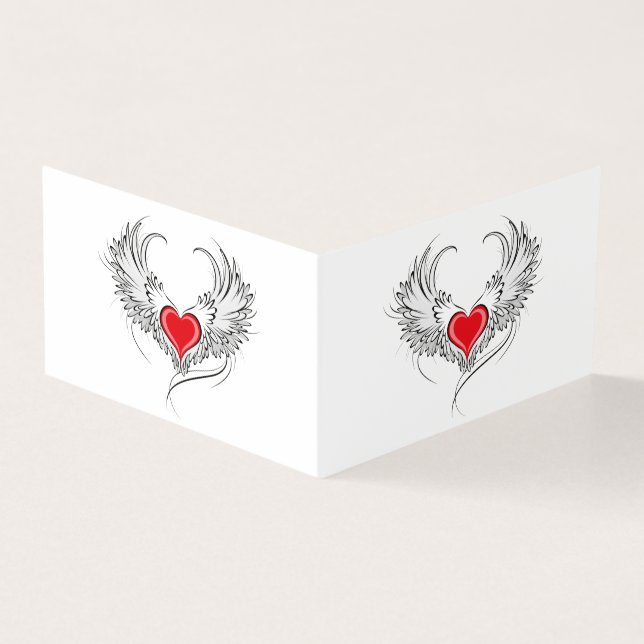 Tarjeta Corazón de Ángel Rojo con alas (Exterior)