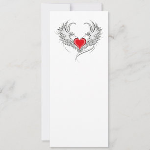 Tarjeta Corazón de Ángel Rojo con alas