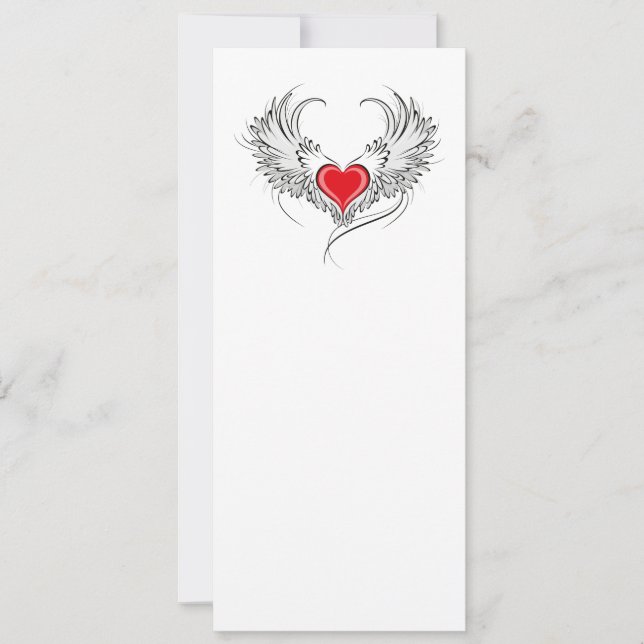 Tarjeta Corazón de Ángel Rojo con alas (Anverso)