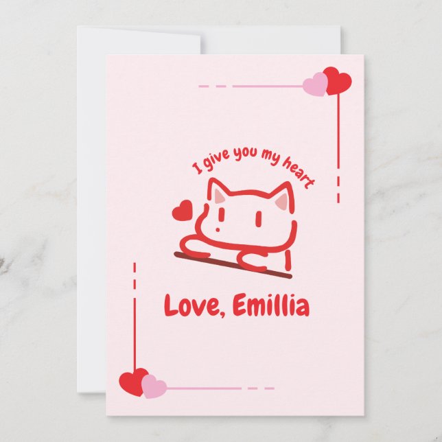 Tarjeta Corazón de Animal Adorable Personalizado (Anverso)