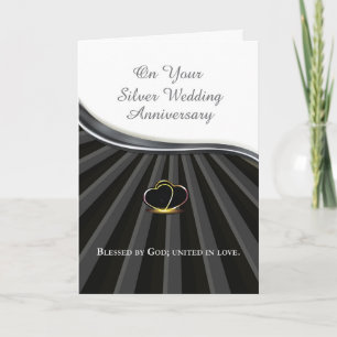 Tarjeta Corazón de aniversario religioso de bodas de plata