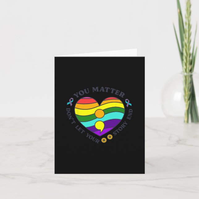 Tarjeta Corazón de arcoíris de concientización sobre preve (Anverso)