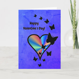 Tarjeta Corazón de Arcoíris y Mariposa