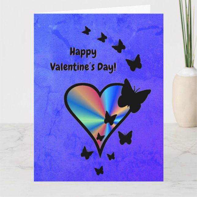 Tarjeta Corazón de Arcoíris y Mariposa (Anverso)