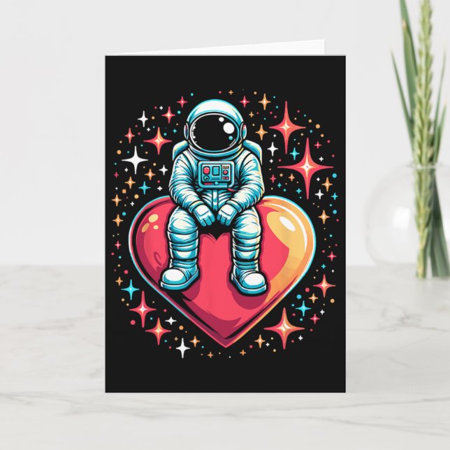 Tarjeta Corazón de astronauta espacial Bylloon Día de San  (Anverso)