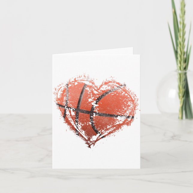 Tarjeta Corazón de baloncesto Feliz día de San Valentín Ba (Anverso)