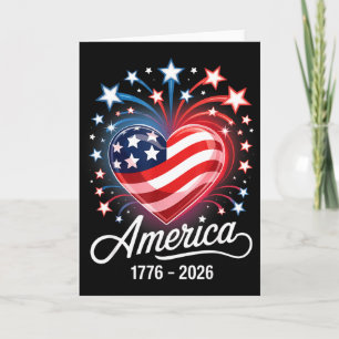 Tarjeta Corazón de bandera 1776 2026 4 de julio Cumpleaños