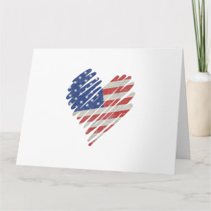 Tarjeta Corazón de bandera americana rojo blanco azul lind