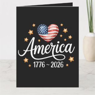 Tarjeta Corazón de bandera bonita 1776-2026 4 de julio 250