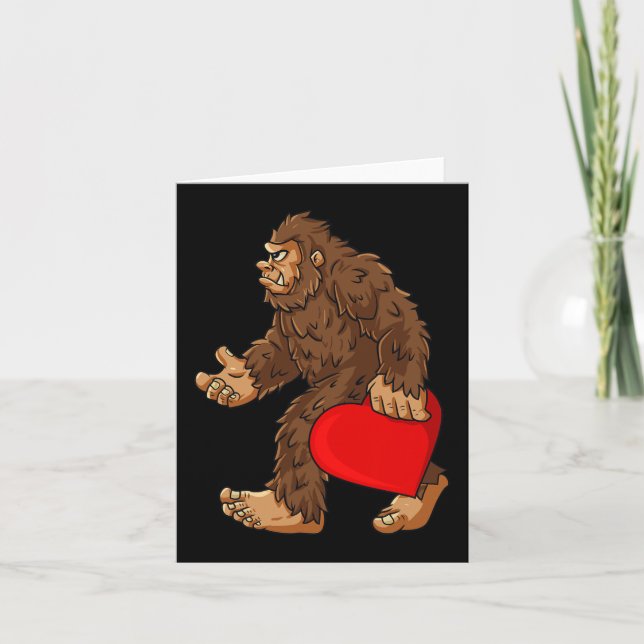 Tarjeta Corazón de Bigfoot Día de San Valentín Niños Niñas (Anverso)