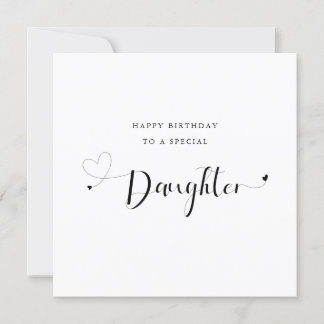 Tarjeta corazón de caligrafía moderna Hija Cumpleaños