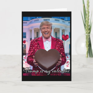 Tarjeta Corazón de Chocolate Abrazando a Trump Divertido 1