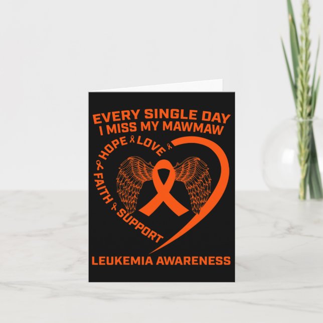 Tarjeta Corazón de cinta naranja Conciencia de la leucemia (Anverso)