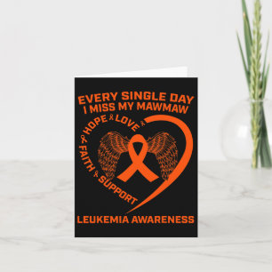 Tarjeta Corazón de cinta naranja Conciencia de la leucemia