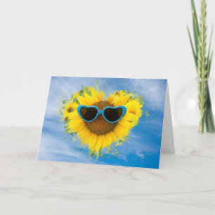 Tarjeta Corazón de cumpleaños de girasol