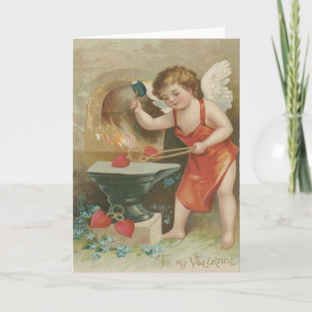 Tarjeta Corazón de Cupido Yunque Nomeolvides (Anverso)