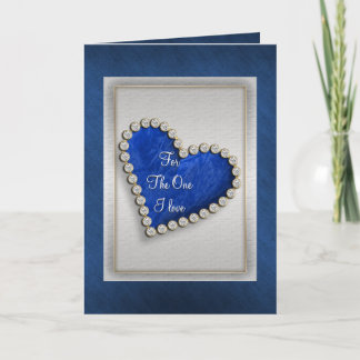 Tarjeta Corazón de diamante plateado azul romántico