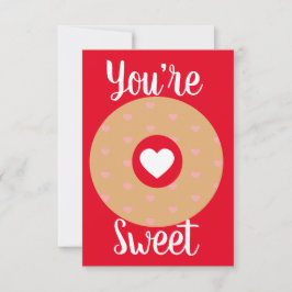 Tarjeta Corazón de donut moderno de San Valentín rosa rojo