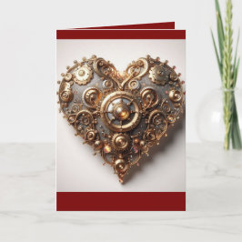 Tarjeta Corazón de Engranaje Mecánico Elegante Steampunk