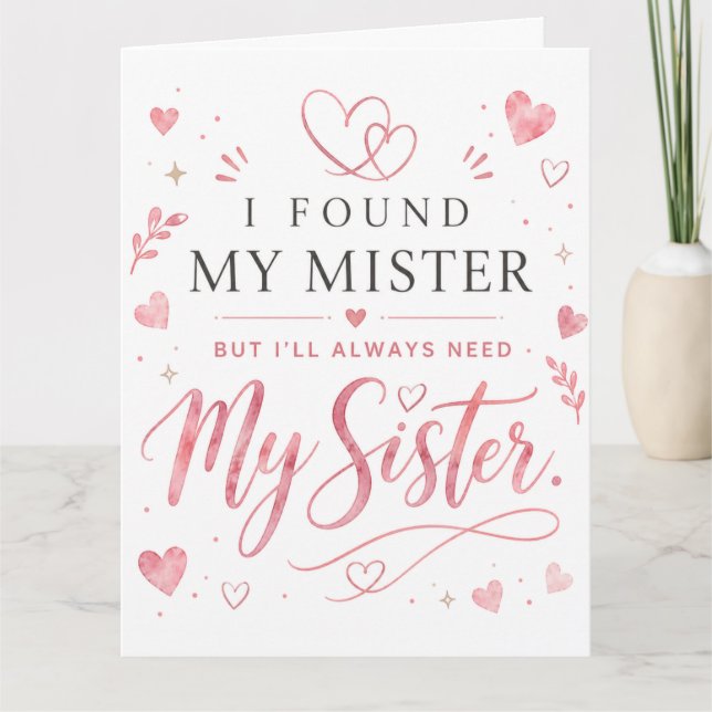 Tarjeta corazón de flor Boda Hermana Honor (Anverso)