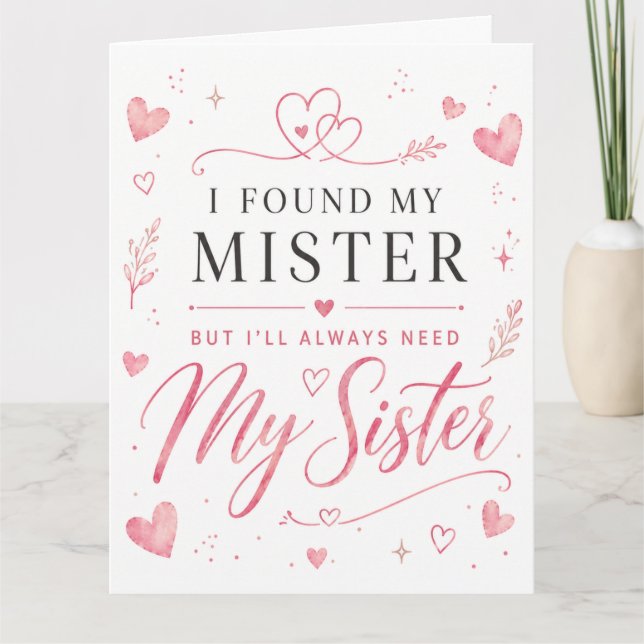 Tarjeta corazón de flor Boda Hermana Honor (Anverso)