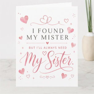 Tarjeta corazón de flor Boda Hermana Honor