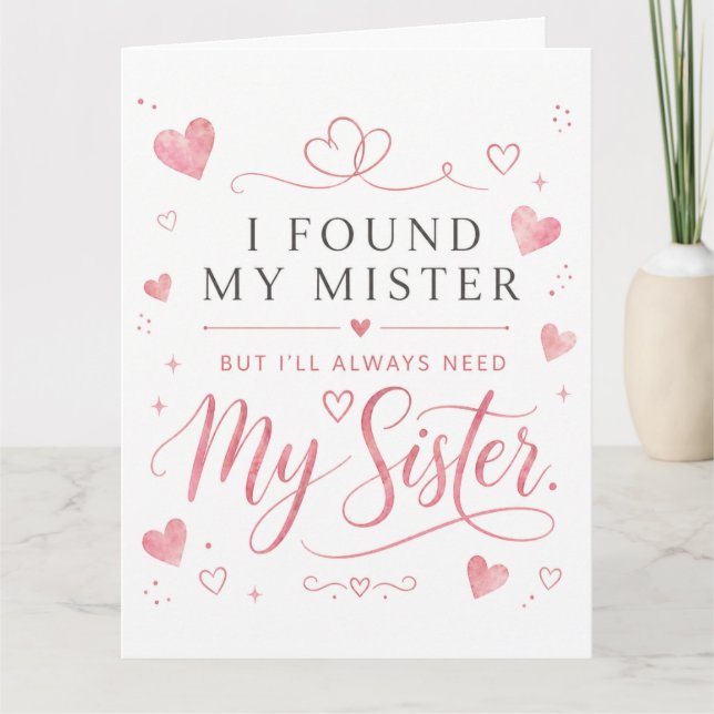 Tarjeta corazón de flor Boda Hermana Honor (Anverso)