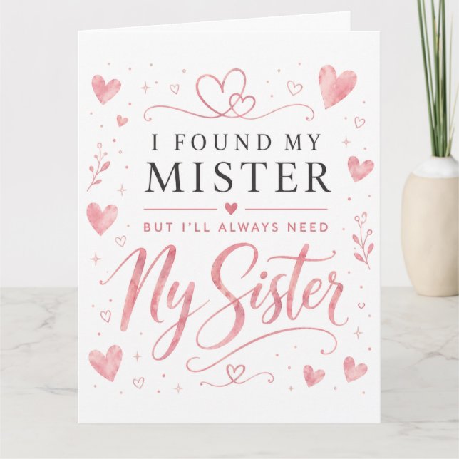 Tarjeta corazón de flor Boda Hermana Honor (Anverso)