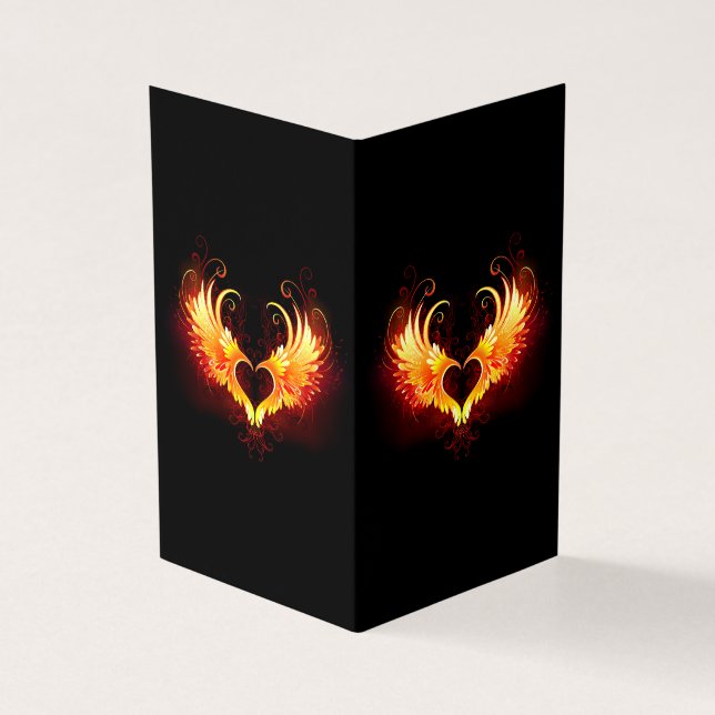 Tarjeta Corazón de Fuego Ángel con Alas (Exterior)