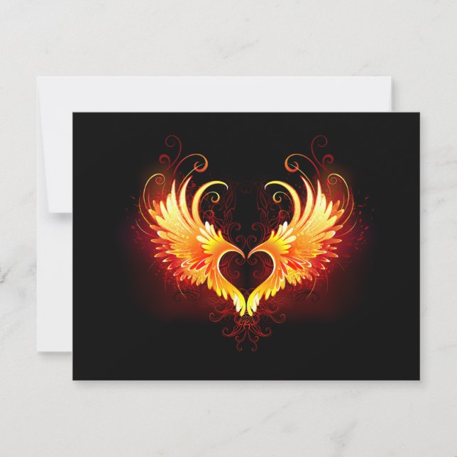 Tarjeta Corazón de Fuego Ángel con Alas (Anverso)