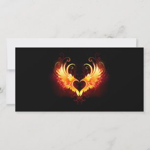 Tarjeta Corazón de Fuego Ángel con Alas