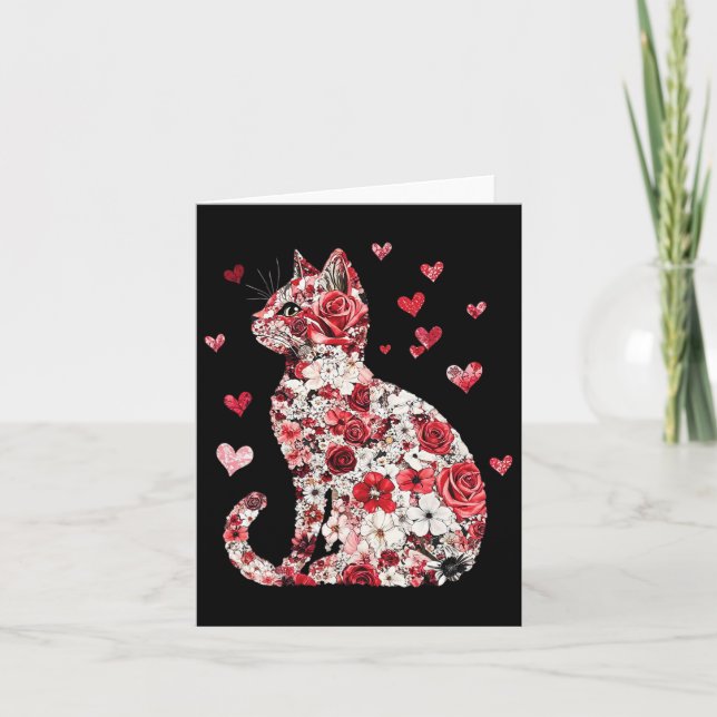 Tarjeta Corazón de gato de San Valentín - Feliz Meowentín  (Anverso)