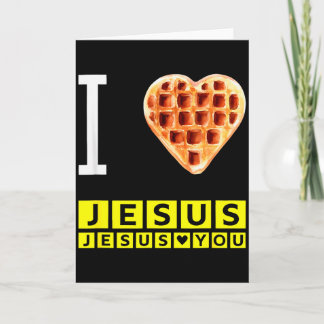 Tarjeta Corazón de gofre divertido amo a Jesús Desayuno cr