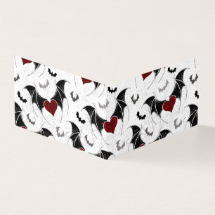 Tarjeta Corazón de Halloween con alas de murciélago negras