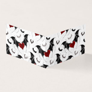 Tarjeta Corazón de Halloween con alas de murciélago negro