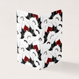 Tarjeta Corazón de Halloween con alas de murciélago negro