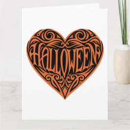 Tarjeta Corazón de Halloween, corazón Naranja, feriado