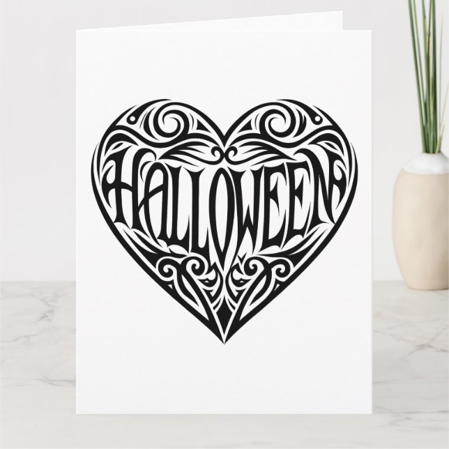 Tarjeta Corazón de Halloween, Corazón Negro, Festividad (Anverso)