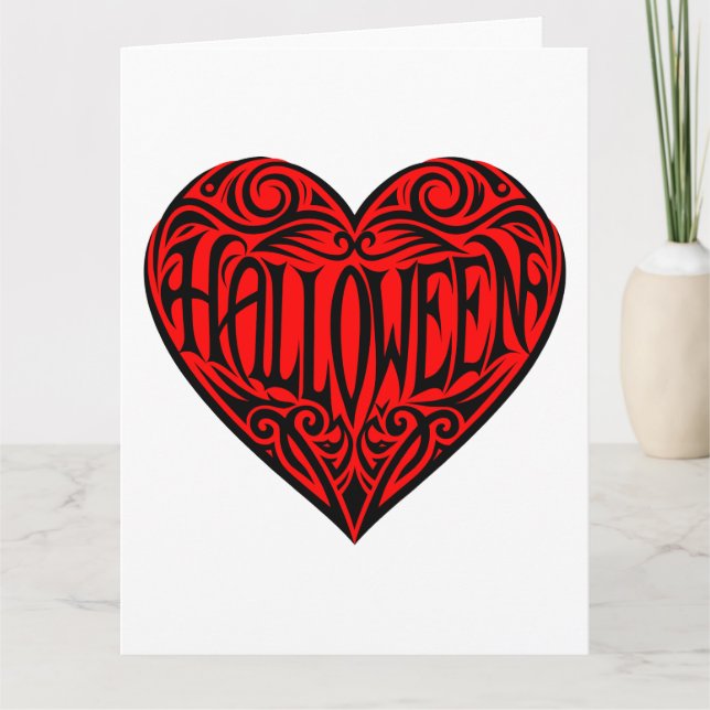 Tarjeta Corazón de Halloween, Corazón Negro, Fiesta (Anverso)