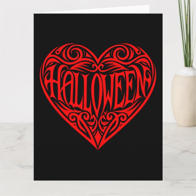Tarjeta Corazón de Halloween, Corazón Rojo, Fiesta (Anverso)