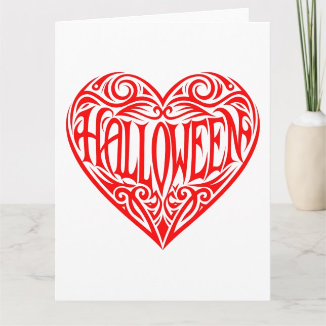 Tarjeta Corazón de Halloween, Corazón Rojo, Fiesta (Anverso)