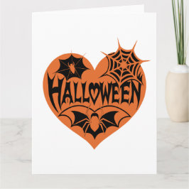 Tarjeta Corazón de Halloween, forma de corazón Naranja, we