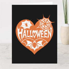 Tarjeta Corazón de Halloween, forma de corazón Naranja, we