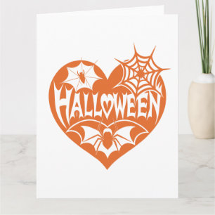 Tarjeta Corazón de Halloween, forma de corazón Naranja, we
