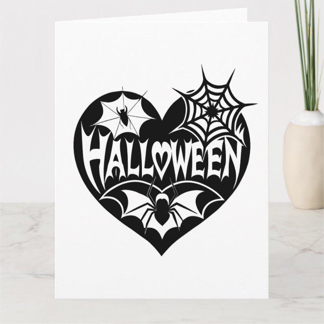 Tarjeta Corazón de Halloween, forma de corazón negro, web  (Anverso)