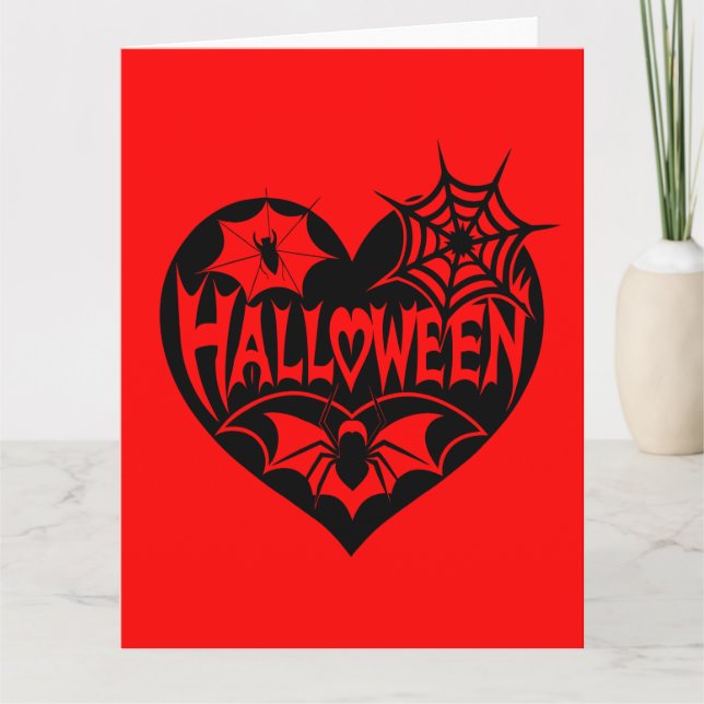 Tarjeta Corazón de Halloween, forma de corazón negro, web  (Anverso)