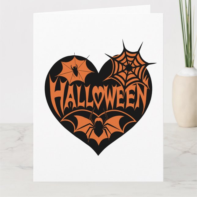 Tarjeta Corazón de Halloween, forma de corazón negro, web  (Anverso)
