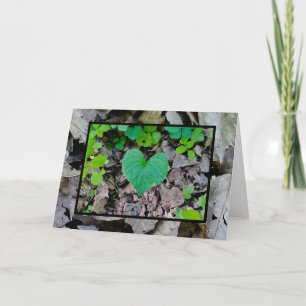 Tarjeta Corazón de Hoja de Amor (en blanco por dentro)