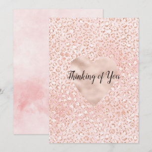 Tarjeta Corazón de impresión de leopardo de Purpurina rosa